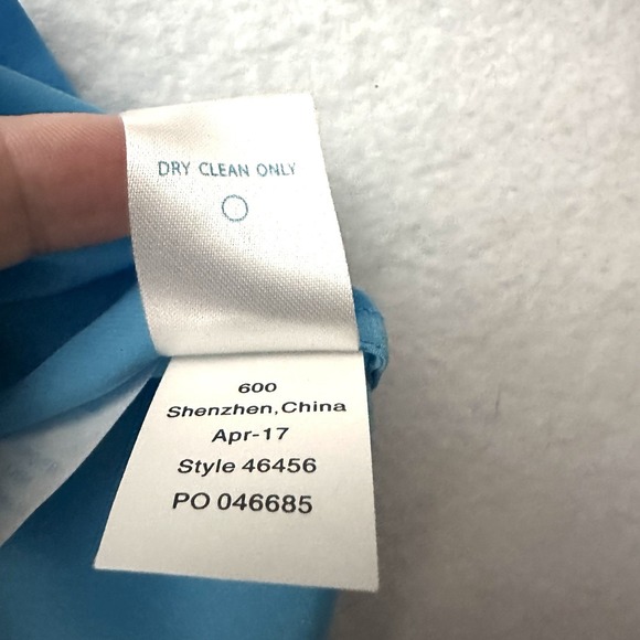 Lilly Pulitzer Medium M Elsa Silk Zanzibar Blue Long Sleeve Blouse Top - Picture 10 of 11